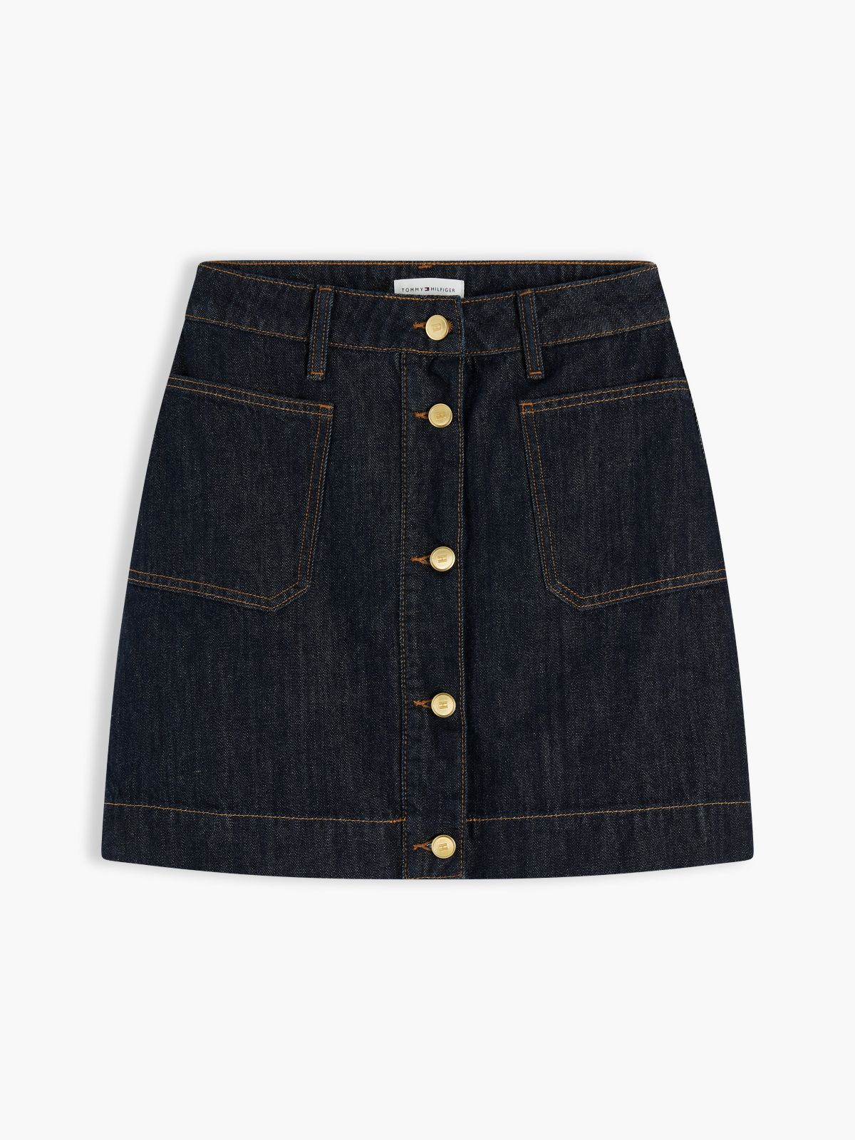 High-Rise Denim Mini Skirt — Navy