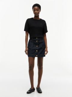 High-Rise Denim Mini Skirt — Navy 1