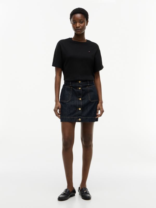 High-Rise Denim Mini Skirt — Navy