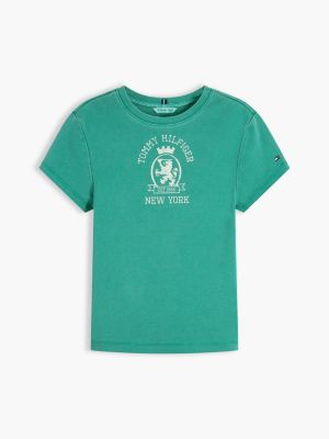 Женские футболки Tommy Hilfiger Slim Fit Garment-Dyed Crest Logo T-Shirt — фото 2
