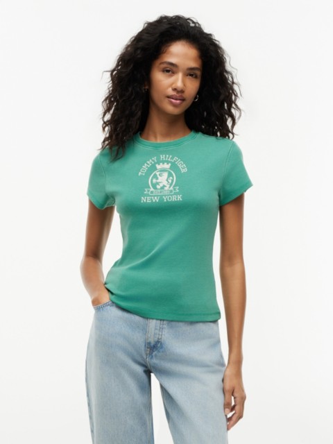 Женские футболки Tommy Hilfiger Slim Fit Garment-Dyed Crest Logo T-Shirt