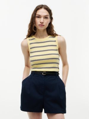Slim Fit Tank Top, Multicolor Stripe Citronella