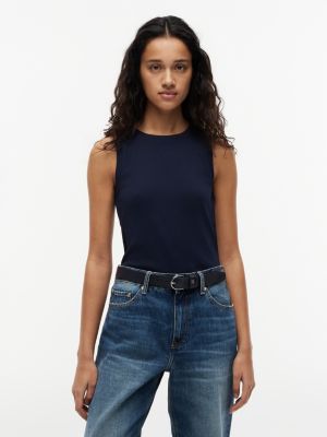 Slim Fit Tank Top, Dark Night Navy