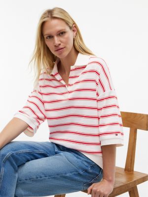 Женские топы Tommy Hilfiger Oversized Fit Striped Polo — фото 3