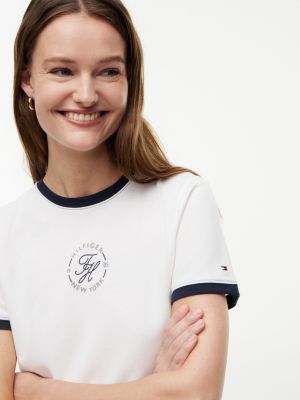 Женские футболки Tommy Hilfiger Nautical Script Monogram Ringer T-Shirt — фото 3