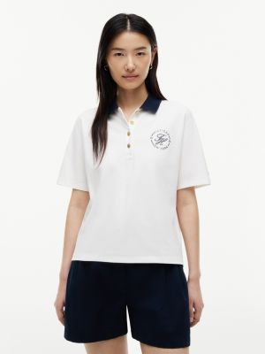 Regular Fit Gold-Button Pique Polo, Ecru