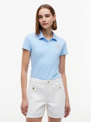 Slim Fit Metallic Script Monogram Polo, Verona Blue
