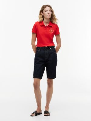 Женские топы Tommy Hilfiger Slim Fit Metallic Script Monogram Polo — фото 2