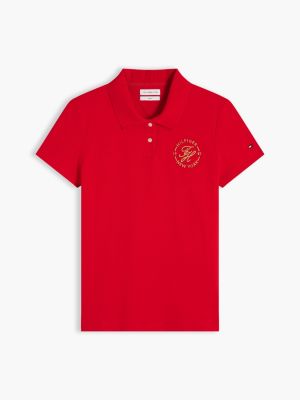 Женские топы Tommy Hilfiger Slim Fit Metallic Script Monogram Polo — фото 5