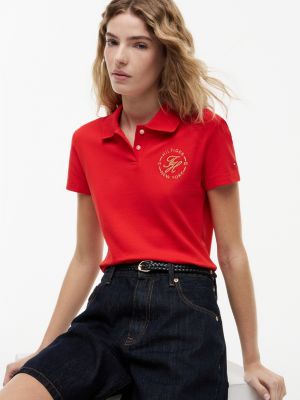 Женские топы Tommy Hilfiger Slim Fit Metallic Script Monogram Polo — фото 3