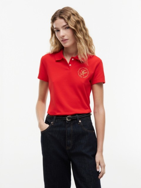 Женские топы Tommy Hilfiger Slim Fit Metallic Script Monogram Polo