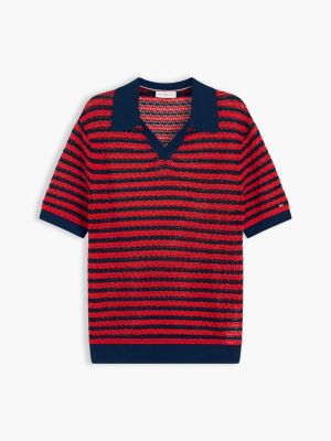 Женские свитеры Tommy Hilfiger Striped Pointelle Sweater Polo — фото 5