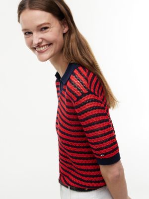 Женские свитеры Tommy Hilfiger Striped Pointelle Sweater Polo — фото 3