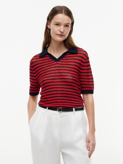 Женские свитеры Tommy Hilfiger Striped Pointelle Sweater Polo