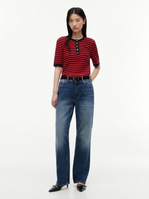 Женские свитеры Tommy Hilfiger Gold-Button Striped Henley Sweater — фото 2