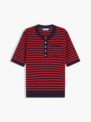 Женские свитеры Tommy Hilfiger Gold-Button Striped Henley Sweater — фото 5