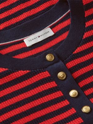 Женские свитеры Tommy Hilfiger Gold-Button Striped Henley Sweater — фото 6