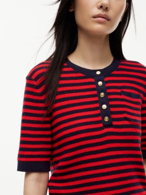 Женские свитеры Tommy Hilfiger Gold-Button Striped Henley Sweater — фото 3