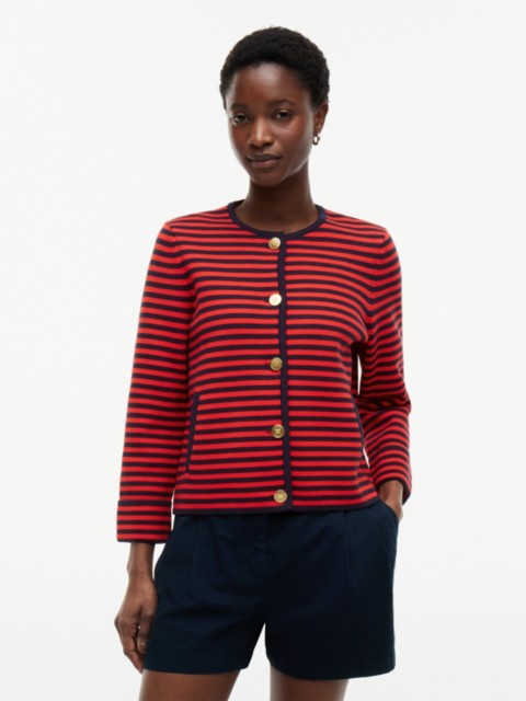 Женские кардиганы Tommy Hilfiger Boxy Fit Gold-Button Striped Cardigan