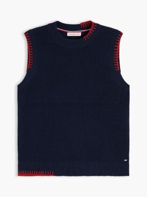 Женские свитеры Tommy Hilfiger Relaxed Fit Contrast Stitch Sweater Vest — фото 5