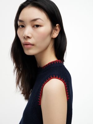 Женские свитеры Tommy Hilfiger Relaxed Fit Contrast Stitch Sweater Vest — фото 3