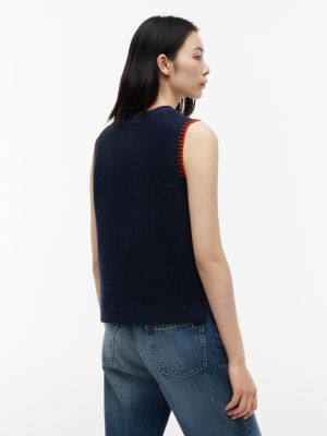 Женские свитеры Tommy Hilfiger Relaxed Fit Contrast Stitch Sweater Vest — фото 4
