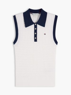 Женские свитеры Tommy Hilfiger Sleeveless Cable Knit Sweater Polo — фото 5
