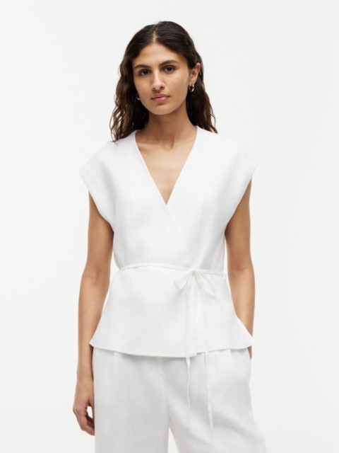 Женские топы Tommy Hilfiger Sleeveless Linen-Blend Wrap Top