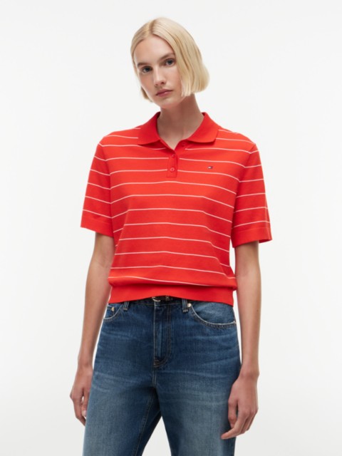 Женские свитеры Tommy Hilfiger Short-Sleeve Striped Sweater Polo