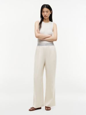 Straight Linen Pull-On Pant, Classic Beige