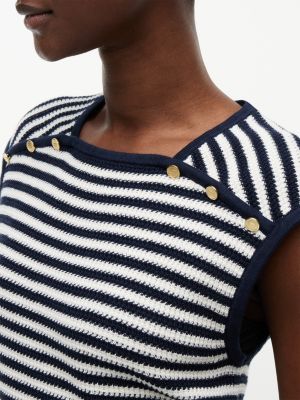 Женские свитеры Tommy Hilfiger Sleeveless Gold-Button Striped Sweater — фото 3