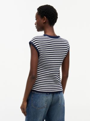 Женские свитеры Tommy Hilfiger Sleeveless Gold-Button Striped Sweater — фото 4