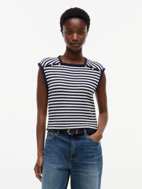 Женские свитеры Tommy Hilfiger Sleeveless Gold-Button Striped Sweater