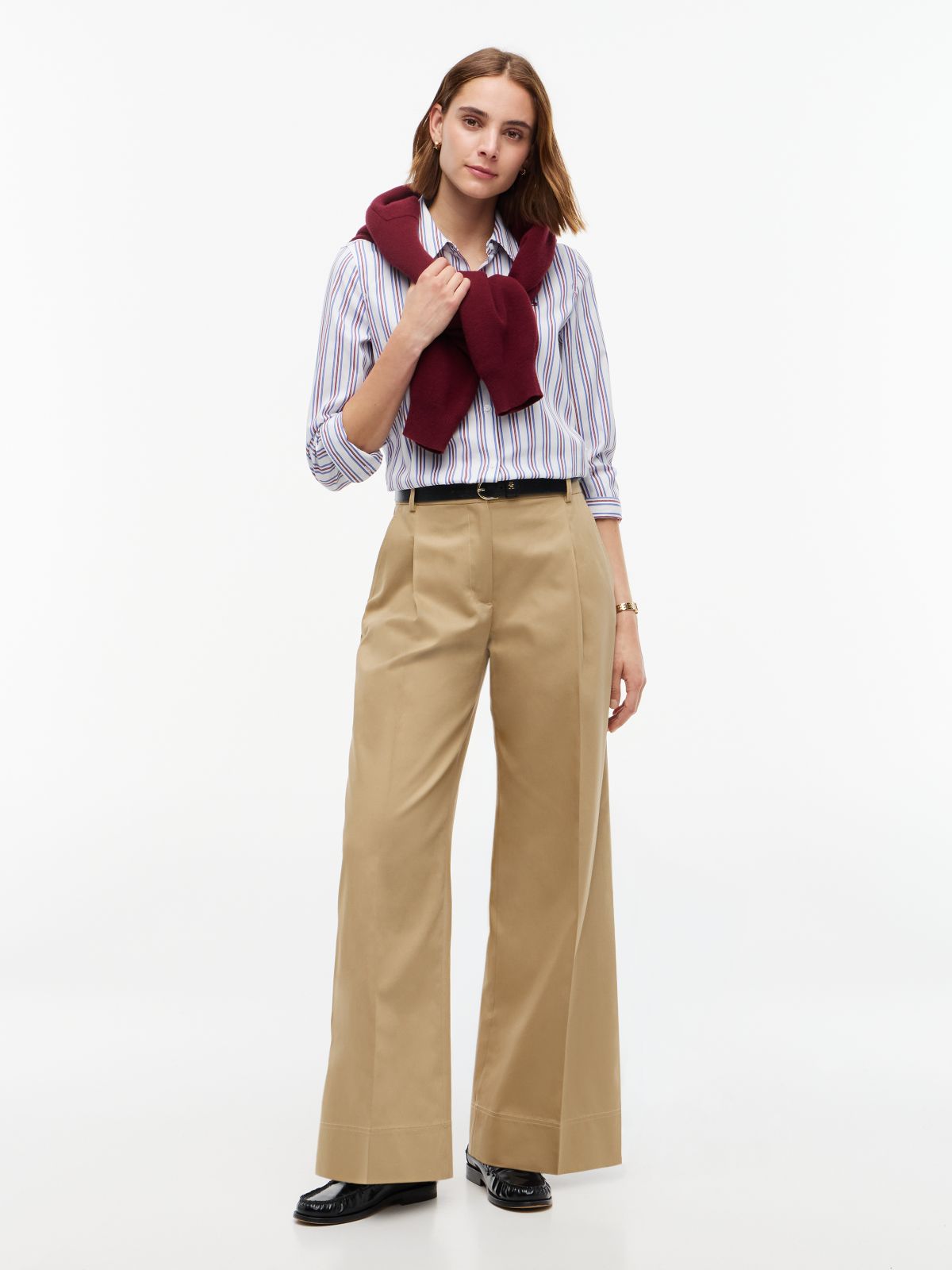 Pleated Wide Leg Chino — Camel