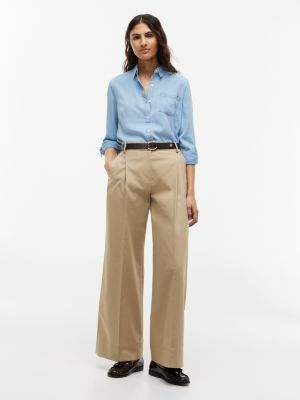 Pleated Wide Leg Chino, Camel