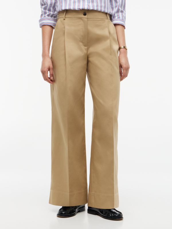 Pleated Wide Leg Chino — Camel