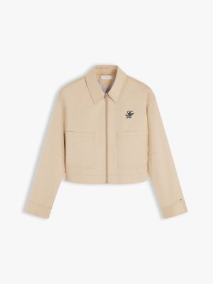 Женские куртки Tommy Hilfiger Script Monogram Twill Cropped Jacket — фото 6