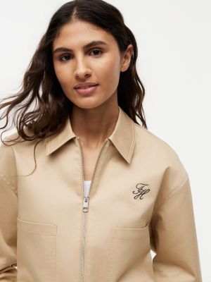 Женские куртки Tommy Hilfiger Script Monogram Twill Cropped Jacket — фото 3