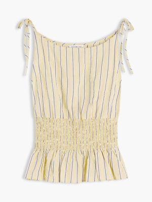 Женские топы Tommy Hilfiger Cotton-Blend Shirred Seersucker Tank Top — фото 5