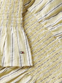 Cotton-Blend Shirred Seersucker Tank Top — Stripe Citronella 6