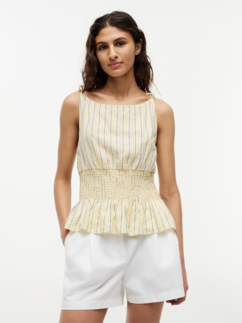 Женские топы Tommy Hilfiger Cotton-Blend Shirred Seersucker Tank Top