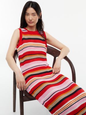 Tommy Hilfiger Sleeveless Striped Crochet Midi Dress — фото 3