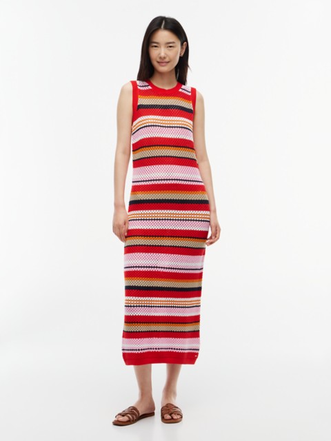 Tommy Hilfiger Sleeveless Striped Crochet Midi Dress