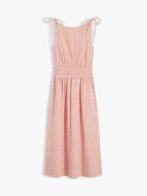Tommy Hilfiger Shirred Gingham Seersucker Midi Dress — фото 5