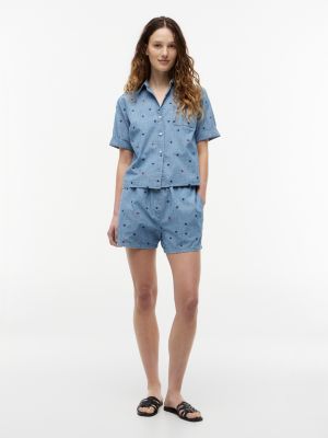 Женские рубашки Tommy Hilfiger Allover Star-Embroidered Chambray Shirt — фото 2