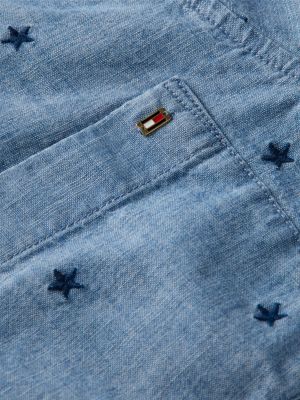 Женские рубашки Tommy Hilfiger Allover Star-Embroidered Chambray Shirt — фото 6