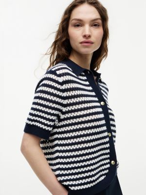 Женские кардиганы Tommy Hilfiger Short-Sleeve Striped Crochet Cardigan — фото 3
