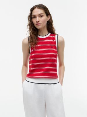 Striped Sweater Vest, Classic Red Stripe