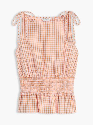 Женские топы Tommy Hilfiger Shirred Gingham Seersucker Tank Top — фото 5