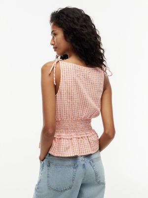 Женские топы Tommy Hilfiger Shirred Gingham Seersucker Tank Top — фото 4